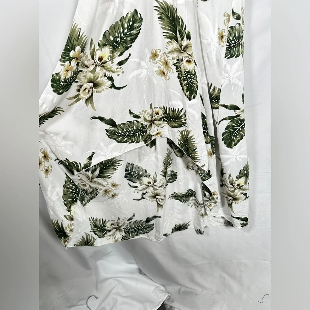 Sunny Island Hawaii Womens Halter Tropical Rayon Dress Green Ivory Size 2XL - Picture 4 of 14